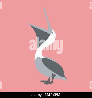 Pelican vector illustration style plat côté profil Illustration de Vecteur