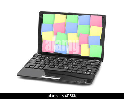 Sticky note des documents sur écran d'ordinateur portable Banque D'Images