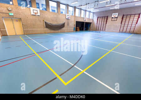 Dutch vide gymnase pour les sports scolaires Banque D'Images