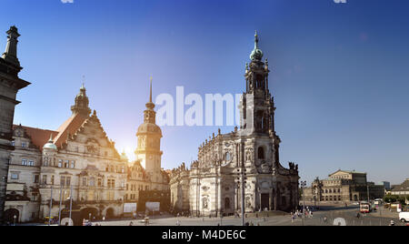 Dresden.Cathédrale de la Sainte Trinité ou du château de Dresde et Hofkirche Banque D'Images