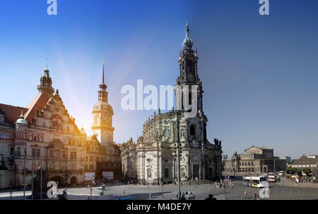 Dresden.Cathédrale de la Sainte Trinité ou du château de Dresde et Hofkirche Banque D'Images