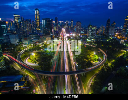 La ville de Jakarta tôt le matin. Banque D'Images