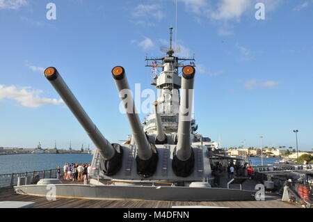 Le cuirassé USS Missouri à Pearl Harbor à Hawaï Banque D'Images