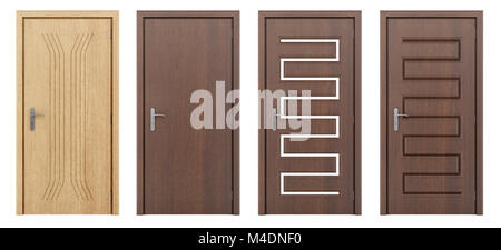 Porte en bois isolé sur fond blanc Banque D'Images