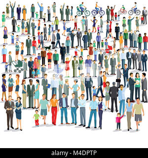 Grand groupe de personnes se tenant ensemble illustration Banque D'Images