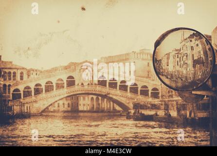 Incroyable,Venise pont du Rialto - illustrations de style de peinture Banque D'Images