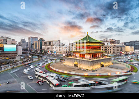 Xian bell tower in sunset Banque D'Images