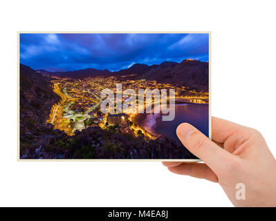 Main et ville Machico Madeira - Portugal (ma photo) Banque D'Images