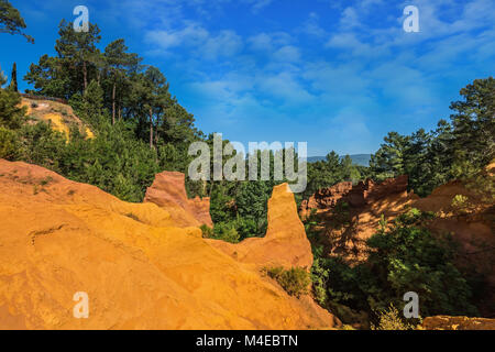 Vert des arbres créer un beau contraste avec l'ocre Banque D'Images