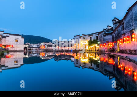 Villages antiques chinois dans la nuit Banque D'Images
