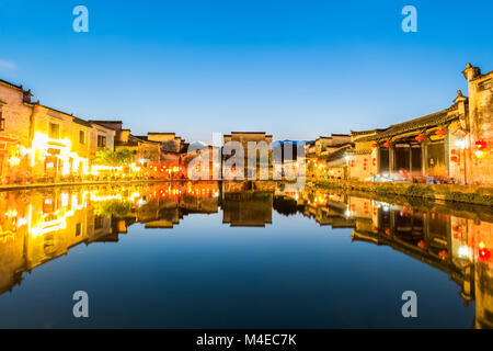 Villages antiques chinois dans la nuit Banque D'Images