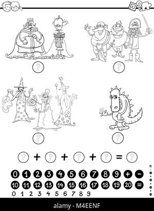 Jeu éducatif mathématique page à colorier Banque D'Images