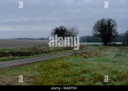 Route à travers un paysage rural, Niort, France Banque D'Images