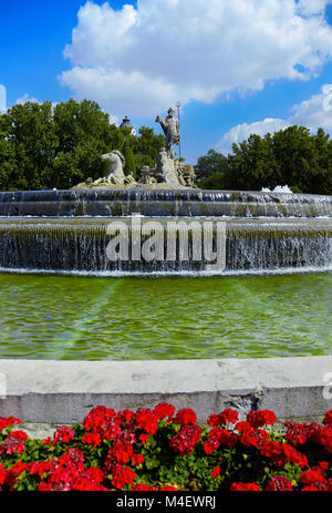 La fontaine de Neptune à Madrid, Espagne Banque D'Images