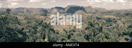 Vue panoramique sur la Vallée de Vinales. Cuba. Toning Banque D'Images