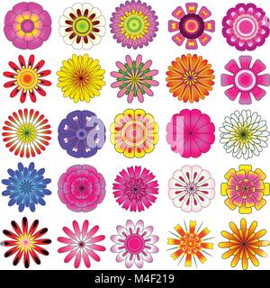 Fleurs colorées vector set, belle fleur en droit pour la décoration et l'idée de conception Illustration de Vecteur