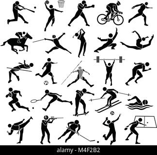 Belle silhouette sport icon set sur fond blanc, vector set Illustration de Vecteur