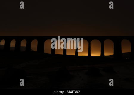 Ribblehead Viaduc de nuit Banque D'Images