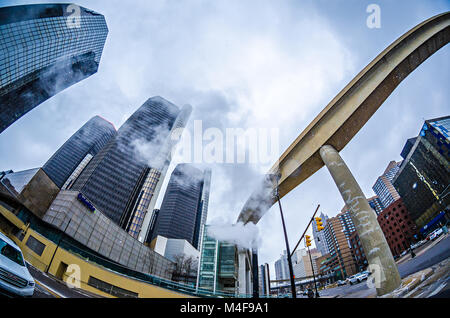 La ville de Detroit Downtown en hiver Banque D'Images