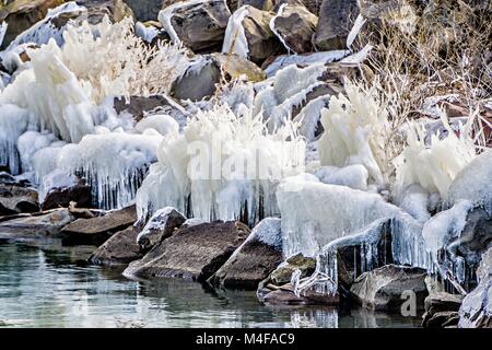 Des scènes d'hiver gelé sur Great lakes Banque D'Images