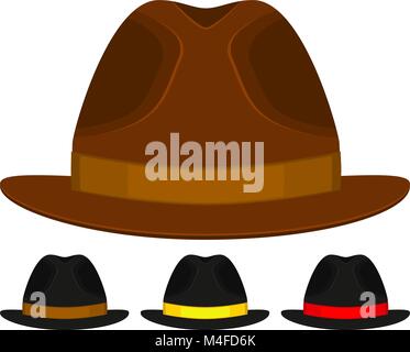 Affiche l'icône Cartoon homme père père day hat cap haut en couleur. Illustration de Vecteur