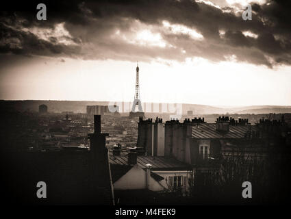 Vue sur Paris depuis la Butte Montmartre, Île-de-France, France Banque D'Images