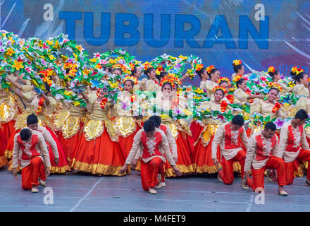 Les participants au festival Sinulog à Cebu aux Philippines Banque D'Images