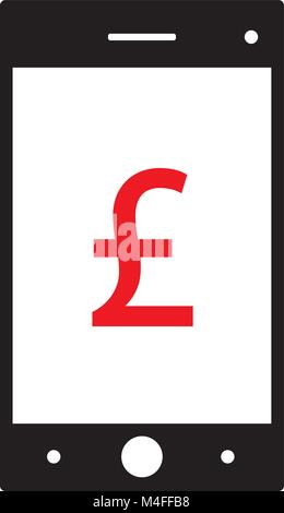 Monnaie Livre sterling ou le logo icône vecteur sur cell, un téléphone mobile ou Smartphone écran ou l'écran. Symbole de la France et de la Grande Bretagne et de l'Engl Illustration de Vecteur