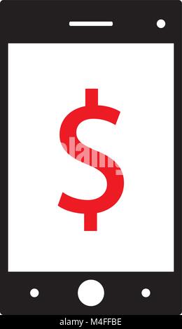 Monnaie Dollar ou le logo icône vecteur sur un téléphone cellulaire, un téléphone mobile ou Smartphone écran ou l'écran. Symbole des États-Unis d'Amérique, banque d'avion o Illustration de Vecteur