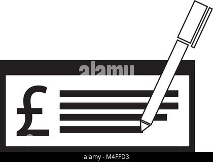 Monnaie Livre sterling ou le logo icône vecteur sur un chèque ou chèque. Symbole de la France et de la Grande Bretagne et l'Angleterre, de la banque ou de la Banque mondiale Illustration de Vecteur