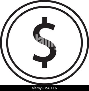 Monnaie Dollar ou icône vecteur logo sur une pièce. Symbole pour United States of America Bank, d'avion ou les finances américaines. Illustration de Vecteur