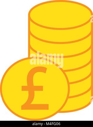 Monnaie Livre sterling ou icône vecteur logo sur un tas de pièces de monnaie pile. Symbole de la France et de la Grande Bretagne et l'Angleterre, la banque d'avion ou Britis Illustration de Vecteur