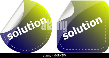 Autocollants solution défini, le bouton-icône isolated on white Banque D'Images