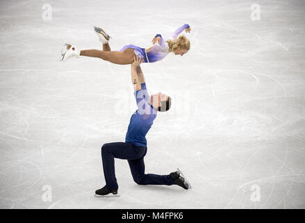 Aljona SAVCHENKO/ Bruno MASSOT, l'Allemagne, l'Aktion, 1.Platz, Sieger, Olympiasieger Olympiasiegerin Eiskunstlaufen,, Paare Kuer, patinage en couple de patinage libre, am 15.02.2018 Olympische Winterspiele 2018, vom 09.02. - 25.02.2018 à PyeongChang/ Suedkorea. Dans le monde d'utilisation | Banque D'Images