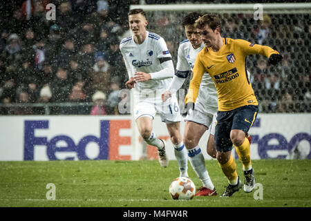 Copenhague, Danemark. Le 15 février 2018. Atlético Madrid dvd Antoine Griezmann vu au cours de l'Europa League entre le FC Copenhague et l'Atletico Madrid en Telia Parken. (Photo crédit : Gonzales Photo - Kim M. Leland). Gonzales : Crédit Photo/Alamy Live News Banque D'Images