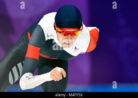 Incheon, Corée, République de Corée. 16 Février, 2018. République tchèque Martina Sablikova en action au cours de la women's 5 000 mètres de patinage de vitesse de course à l'Ovale de Gangneung au Jeux Olympiques d'hiver de 2018 à Gangneung, Corée du Sud, le 16 février 2018. Credit : Michal Kamaryt/CTK Photo/Alamy Live News Banque D'Images