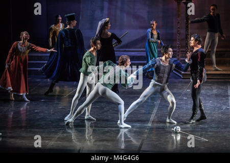 Zagreb, Croatie. 15 Février, 2018. Romeo et Juliette Ballet par Sergei Prokofiev au stade de Zagreb, attache nationale croate Crédit : Deyan Baric/Alamy Live News Banque D'Images