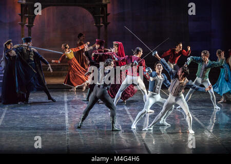 Zagreb, Croatie. 15 Février, 2018. Romeo et Juliette Ballet par Sergei Prokofiev au stade de Zagreb, attache nationale croate Crédit : Deyan Baric/Alamy Live News Banque D'Images