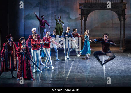 Zagreb, Croatie. 15 Février, 2018. Romeo et Juliette Ballet par Sergei Prokofiev au stade de Zagreb, attache nationale croate Crédit : Deyan Baric/Alamy Live News Banque D'Images