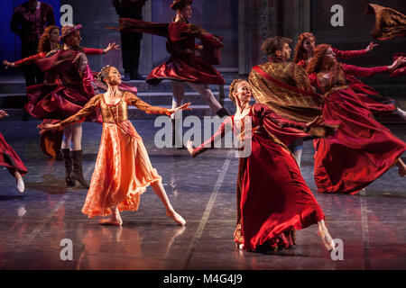 Zagreb, Croatie. 15 Février, 2018. Romeo et Juliette Ballet par Sergei Prokofiev au stade de Zagreb, attache nationale croate Crédit : Deyan Baric/Alamy Live News Banque D'Images