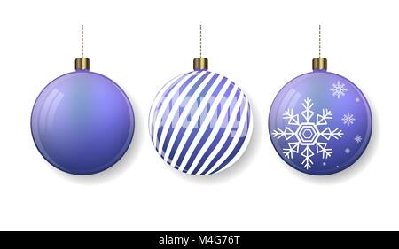 Joyeux Noël carte de vœux. Boules violettes. Décoration lumineuse pour les vacances. Vector illustration Illustration de Vecteur