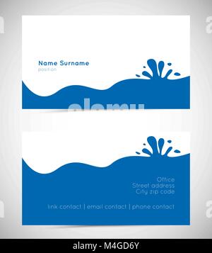Modèle de carte d'affaires avec de l'eau vague et splatter Illustration de Vecteur