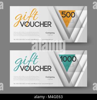 Modèle de chèque cadeau, triangles et effet d'ombre Illustration de Vecteur