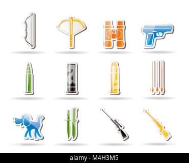 Icônes d'armes de chasse et - Vector Icon Set Illustration de Vecteur