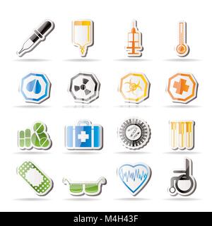 Icônes sur le thème médical simple et signes d'alerte - vector Icon Set Illustration de Vecteur