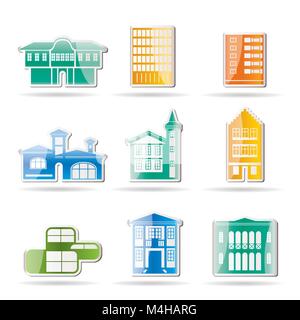 Différents types de maisons et immeubles - Vector Illustration 2 Illustration de Vecteur