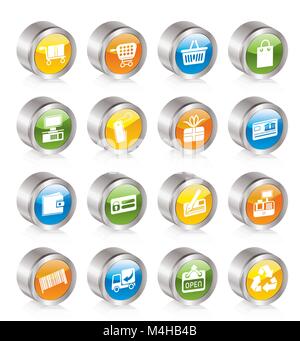 Boutique en ligne simples icônes - Vector Icon Set Illustration de Vecteur