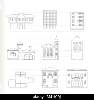 Différents types de maisons et immeubles - Vector Illustration 2 Illustration de Vecteur