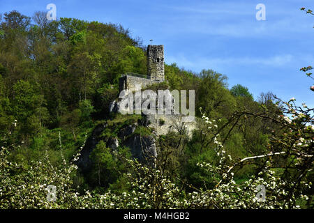 Jura souabe ; Allemagne ; château ; ruine, Hohenhundersingen Banque D'Images