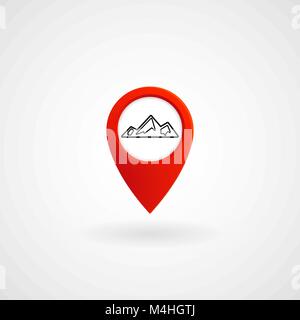 L'icône de localisation de rouge pour la montagne, Vecteur, Illustration, fichier eps Illustration de Vecteur